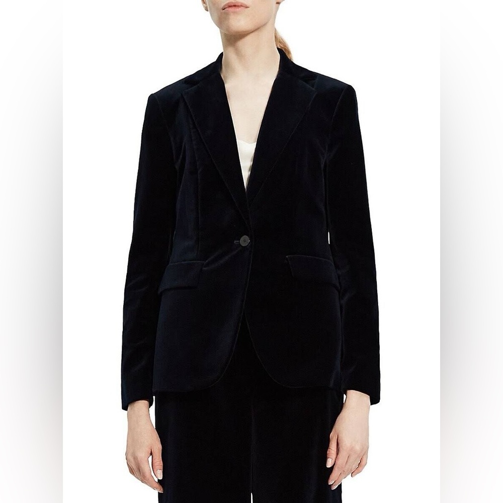 Theory Vintage Black Velvet Blazer Made in USA Size 8